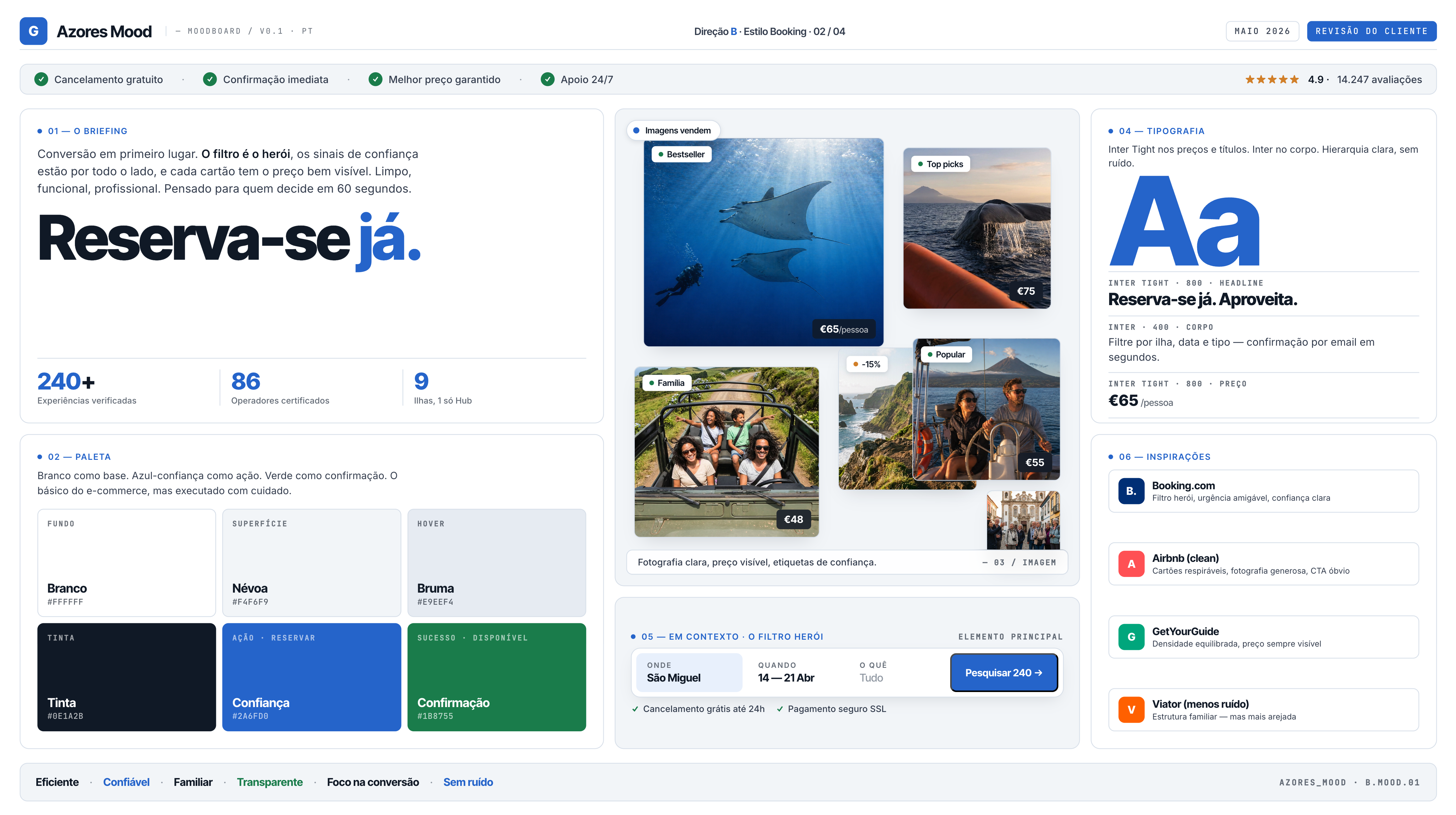 Moodboard Direção B — Estilo Booking